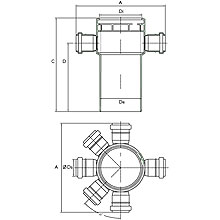 Esquema Sobre pileta de patio salida 110, entradas de 40 mmº